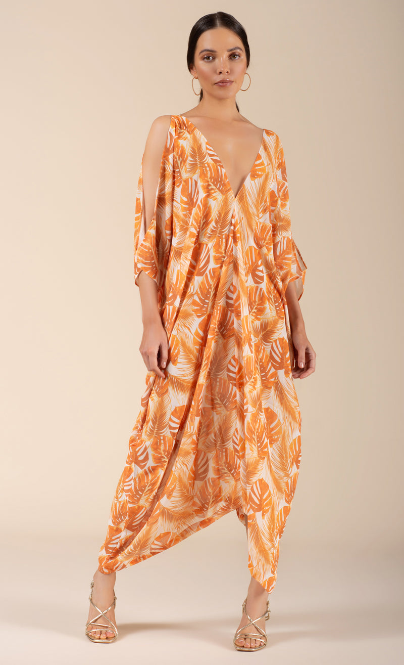 Maya Kaftan Dress Gold Leaf Print | Coco Riko Ibiza Maya Kaftan Dress Gold Leaf Print | Coco Riko Ibiza